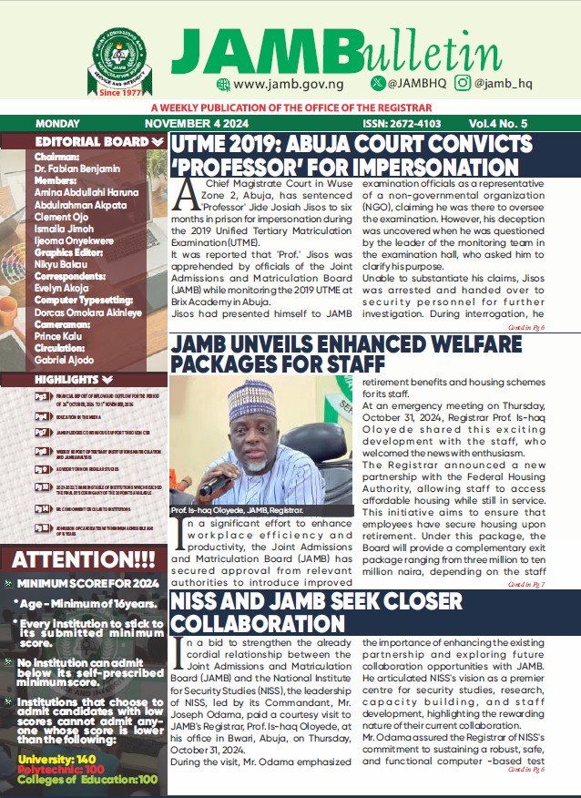 JOINT ADMISSIONS AND MATRICULATION BOARD visual data 5